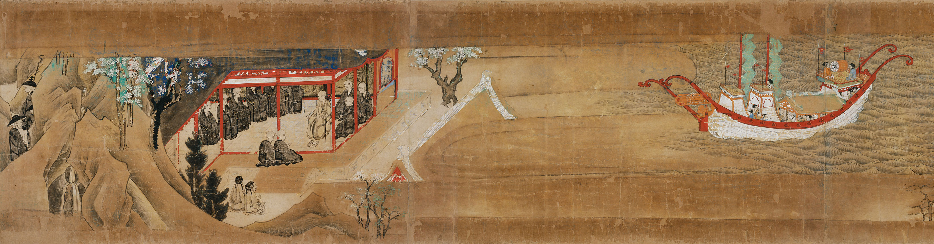 Important Cultural Property Toseiden emaki (Illustrated Scrolls of Ganjin-Wajo’s expedition to Japan), Volume 1