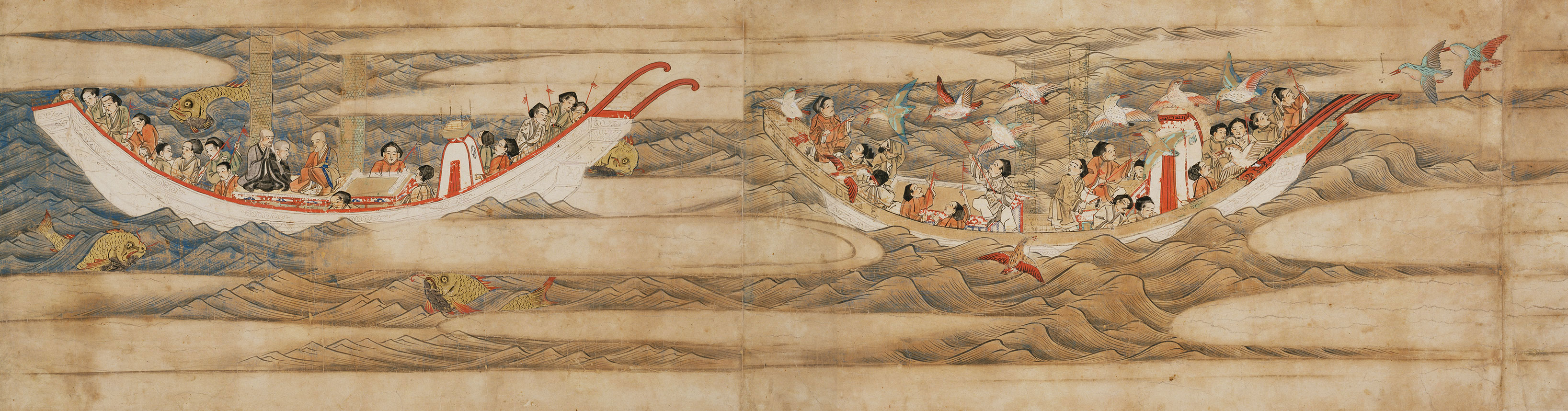 Important Cultural Property Toseiden emaki (Illustrated Scrolls of Ganjin-Wajo’s expedition to Japan), Volume 3