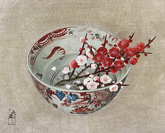 「 紅白梅 」　守屋多々志　作