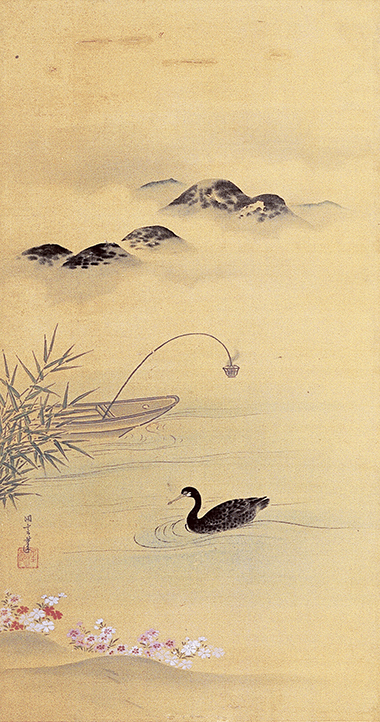 333-1　十二ヶ月花鳥図　狩野洞雲筆　六曲一双　江戸時代中期　絹本著色　171.0×370.0　本図89.1×46．7