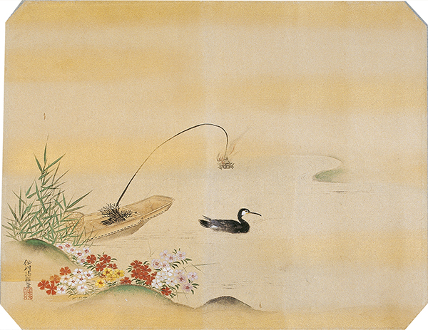 333-4　十二ヶ月花鳥図　狩野栄信筆　1巻　江戸時代後期　紙本著色　35.5×500.0　　本図27.8×35.6