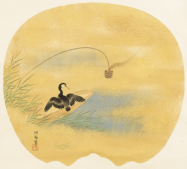 333-16　花鳥図 狩野洞益筆 2幅対のうち1幅　江戸時代後期　紙本著色19.7×22.0