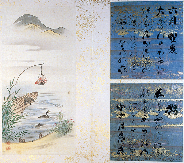 330-4　十二ヶ月花鳥図 月岡雪斎筆 1冊　江戸時代後期　絹本著色 45.5×27.0　本図36.8×18.3