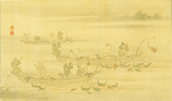 330-20　鵜飼図 松川半山筆 1幅　江戸時代後期　絹本著色 24.8×42.0