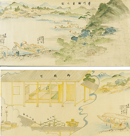 350-49　長良川鮎鮨図 1巻　明治時代　紙本著色 28.4×257.4