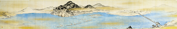 354-21　長良川鵜飼之図 川崎千虎筆　小出粲 序 1巻　明治21年（1888）　序文は明治26年　絹本著色 31.5×304.3