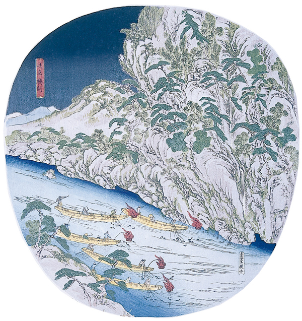 340-38　尾張名所　岐阜鵜飼図 素堂玉遷画 1冊　江戸時代後期 31.5×32.0