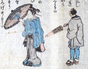 傘の使い方説明書（江戸時代後期、部分）岐阜市歴史博物館蔵