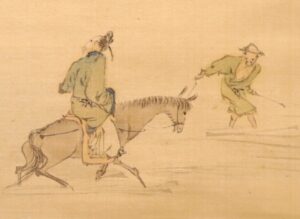 山田訥斎「柳林山水図」（部分）明治2年（1869）、岐阜市歴史博物館蔵