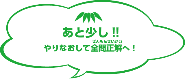 あと少し!!やりなおして全問正解へ！