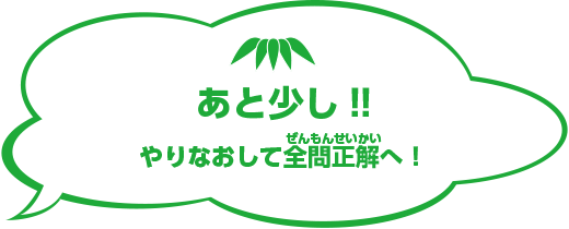 あと少し!!やりなおして全問正解へ！